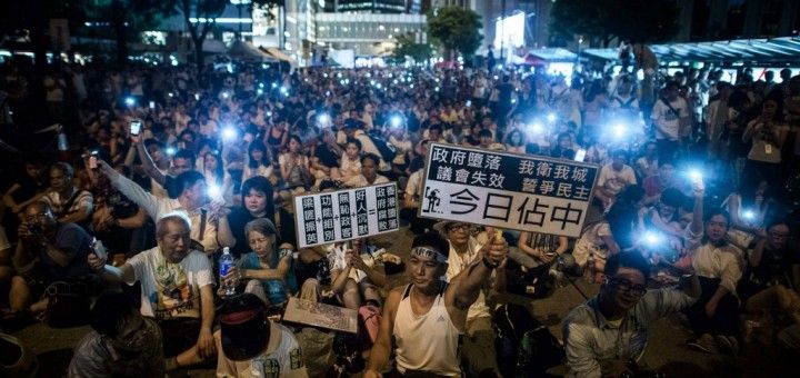 Manifestantes durante las protestas en Hong Kong